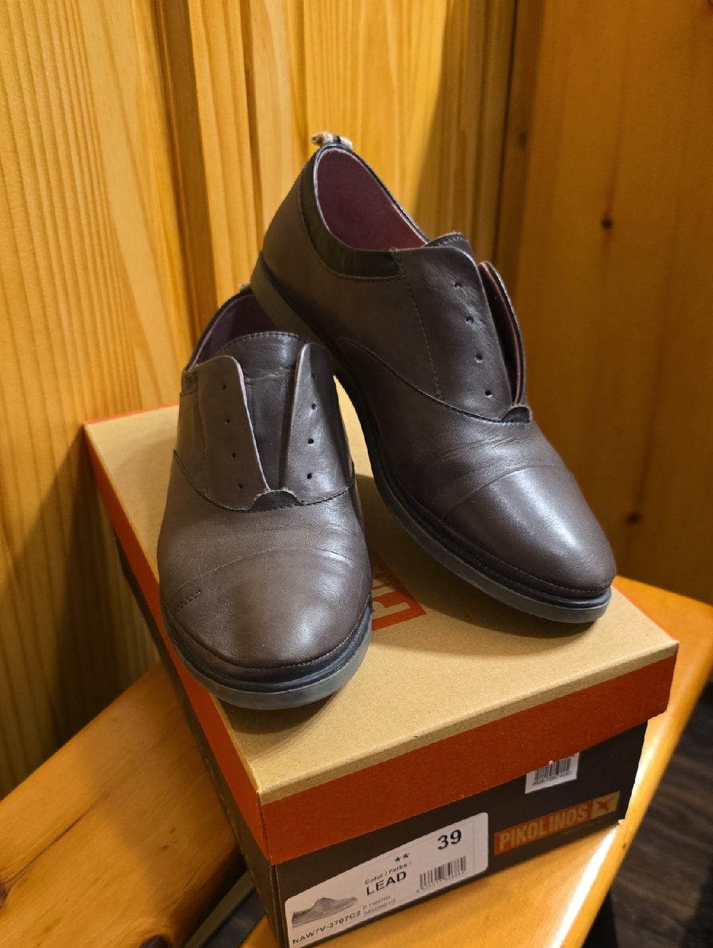 PIKOLINOS Dark Grey Slip-On Leather Loafers